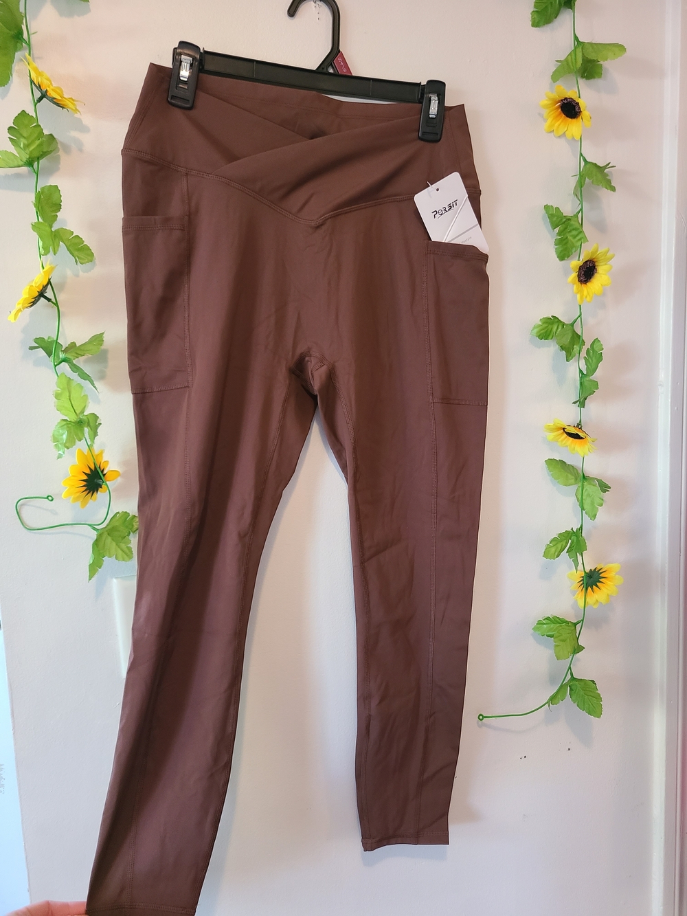 Nwt Persit XL Brown Pocket Active Leggings
